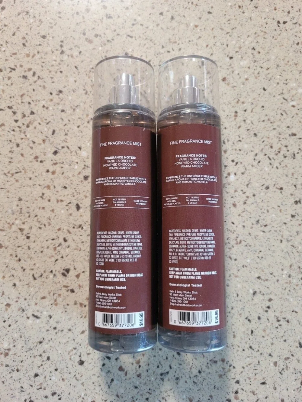 2 Bath & Body Works CHOCOLATE AMBER Fine Fragrance Body Mist 8oz Each.Fragranc